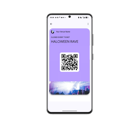 Apple Wallet and Google Wallet Digital Wardrobe tickets with QR codes for instant check-in.